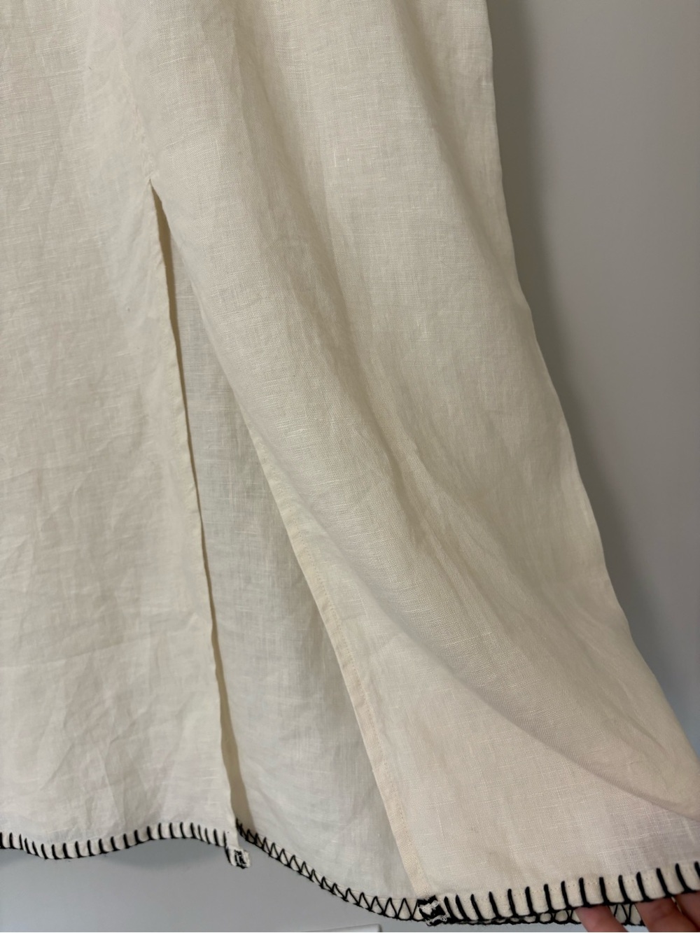 NWOT Rachel Zoe 100% Linen White Black Stitch Two-Piece Set⁠ (size top s skirt 2 - Picture 10 of 11